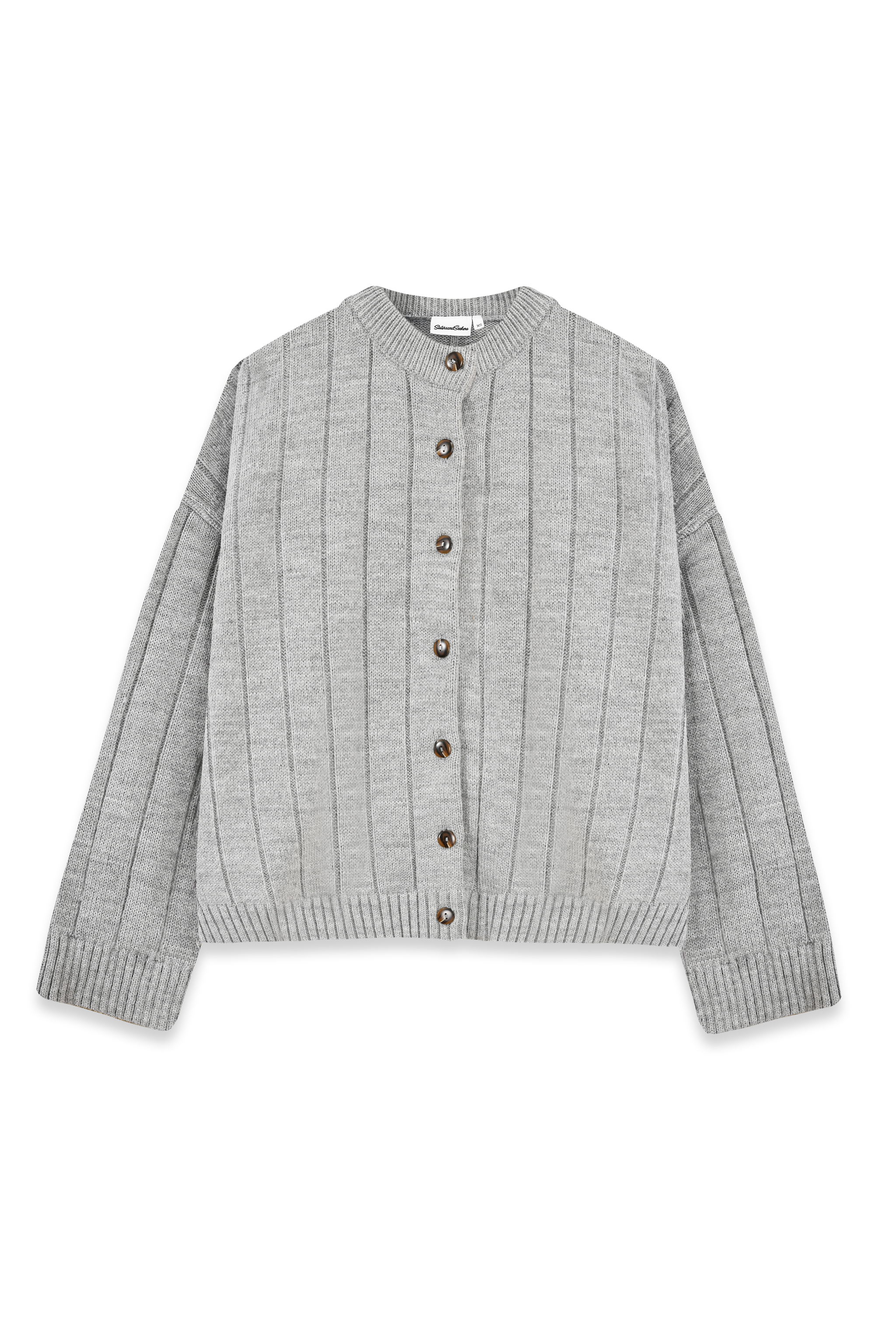 Bryant Button Cardigan in Light Grey
